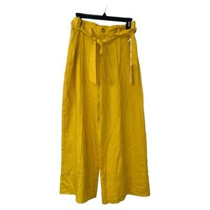 Joie NWT Mustard Yellow Linen Blend Cropped Trousers Size Large